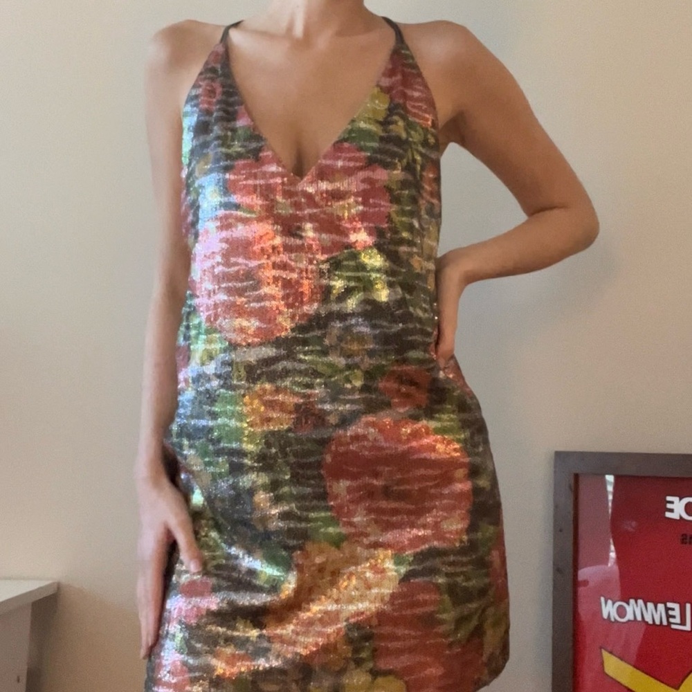 Free People Floral Sequin Mini Dress
